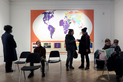 Exhibition view with visitors.