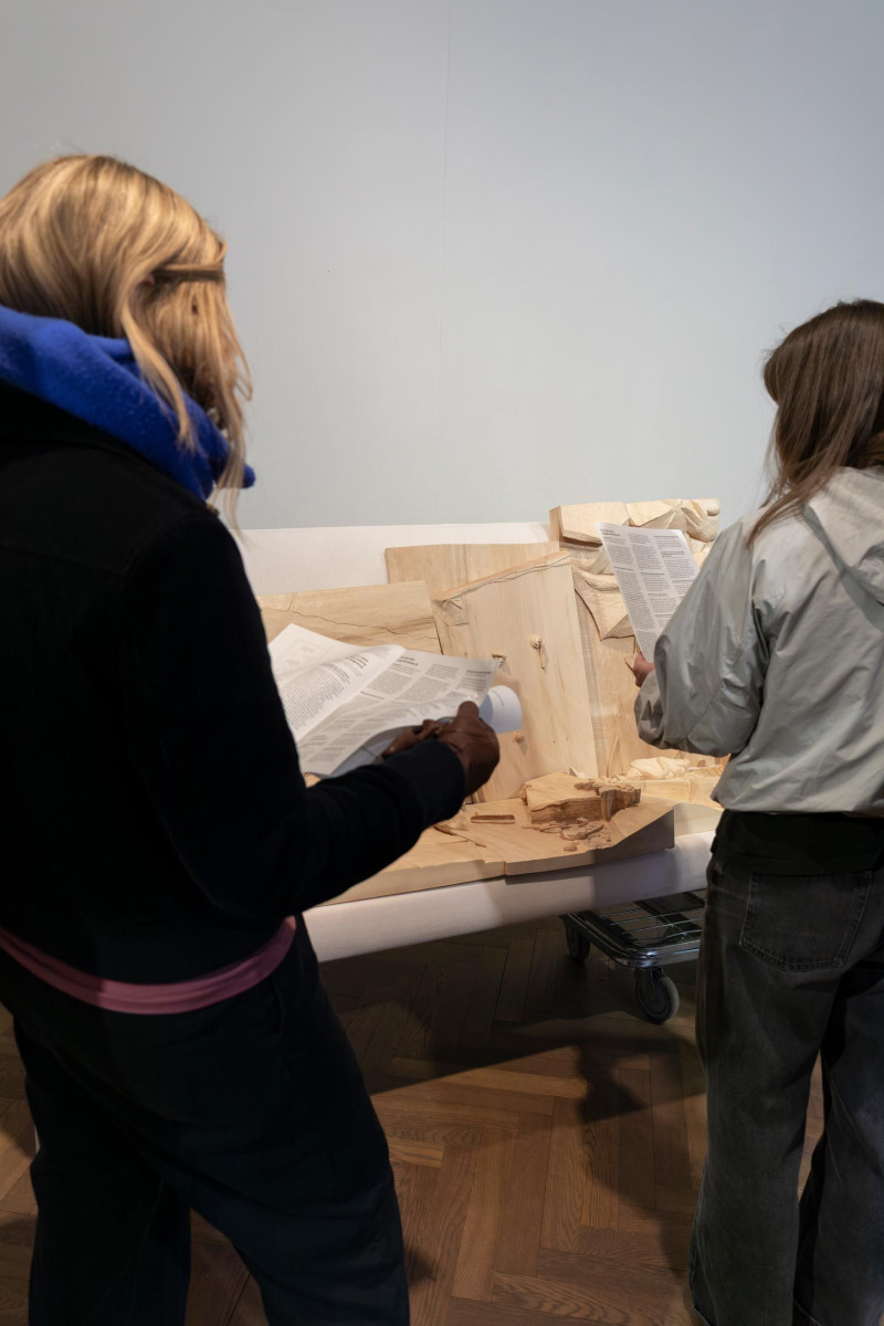 text: >
  Zwei Frauen betrachten Kunstwerke aus
  Holz, die auf einem Sofa platziert sind
decorative: false
source: reviewed