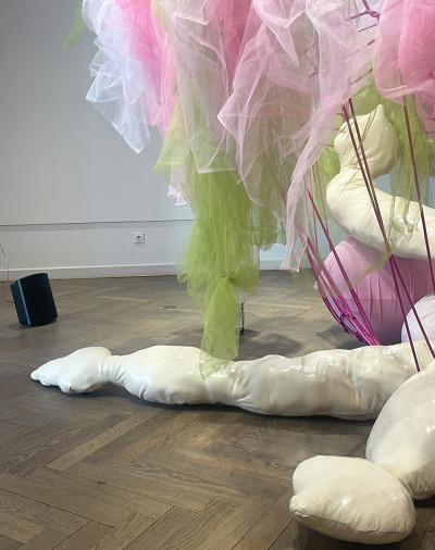 A installation made from tulle