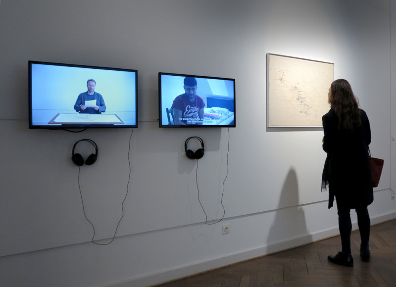 Installation view with the video works 