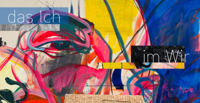 buntes Gesicht mit dem Schriftzug 